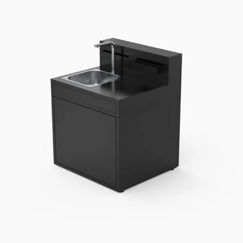 Support Évier en Acier Fermé avec Comptoir Bar Noir - 1