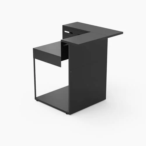 Support d'Angle en Acier Fermé avec Comptoir Bar Noir - 1
